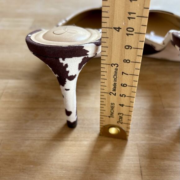 Jessica Simpson Cow Print Heels Stiletto Pointed Toe 9M Mules NWT Western Bold - Picture 8 of 8